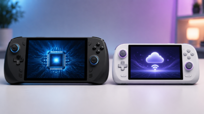 Two gaming handheld devices showing the split between handheld PCs and streaming devices.