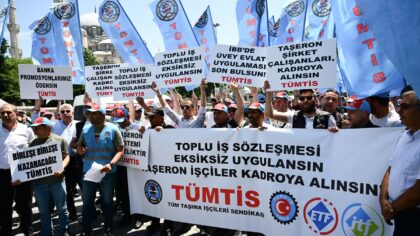 – TÜMTİS İstanbul 1 No’lu Şube Başkanı Ersin Türkmen: – “Yıllardır İBB bünyesinde çalışan bu işçilere defalarca kadro sözü